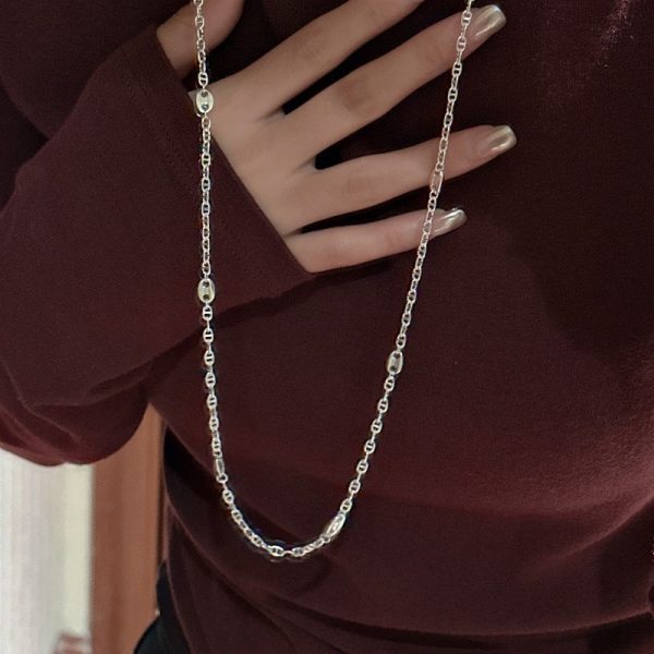 Wholesale 925 Sterling Silver Pig Nose Long Necklace - Image 4