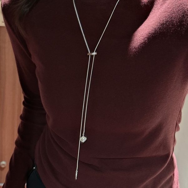 Wholesale 925 Sterling Silver Four-leaf Clover Adjustable Sweater Necklace - Image 4