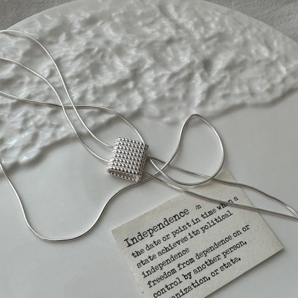 Wholesale 925 Sterling Silver Mesh Bag Adjustable Sweater Necklace - Image 2