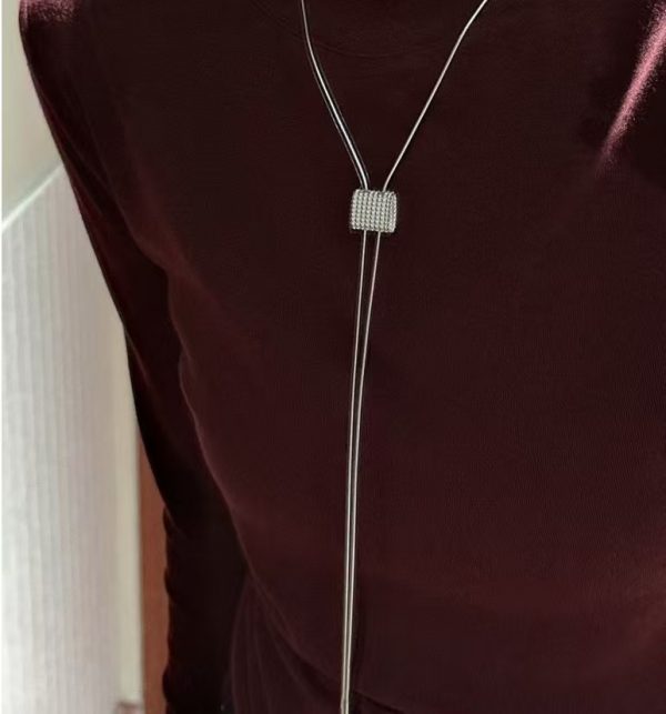 Wholesale 925 Sterling Silver Mesh Bag Adjustable Sweater Necklace - Image 6