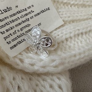 Wholesale 925 Sterling Silver Mesh Flower Ring