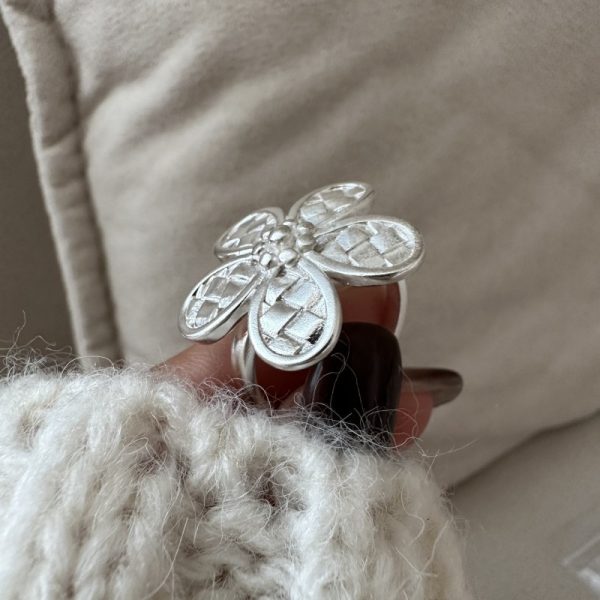 Wholesale 925 Sterling Silver Mesh Flower Ring - Image 2