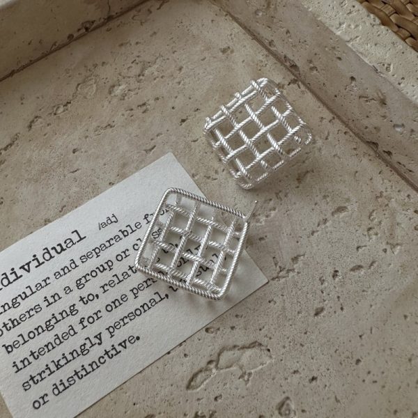 Wholesale 925 Sterling Silver Chunky Mesh Stud Earrings