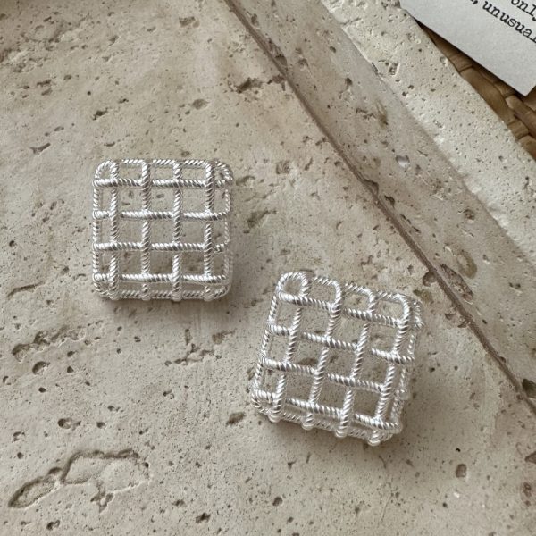 Wholesale 925 Sterling Silver Chunky Mesh Stud Earrings - Image 2