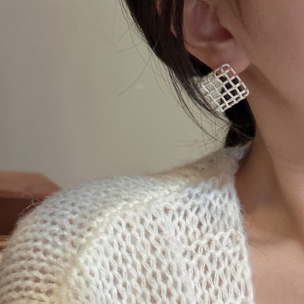 Wholesale 925 Sterling Silver Chunky Mesh Stud Earrings - Image 4