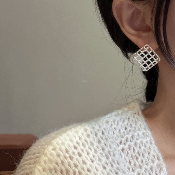 Wholesale 925 Sterling Silver Chunky Mesh Stud Earrings - Image 5