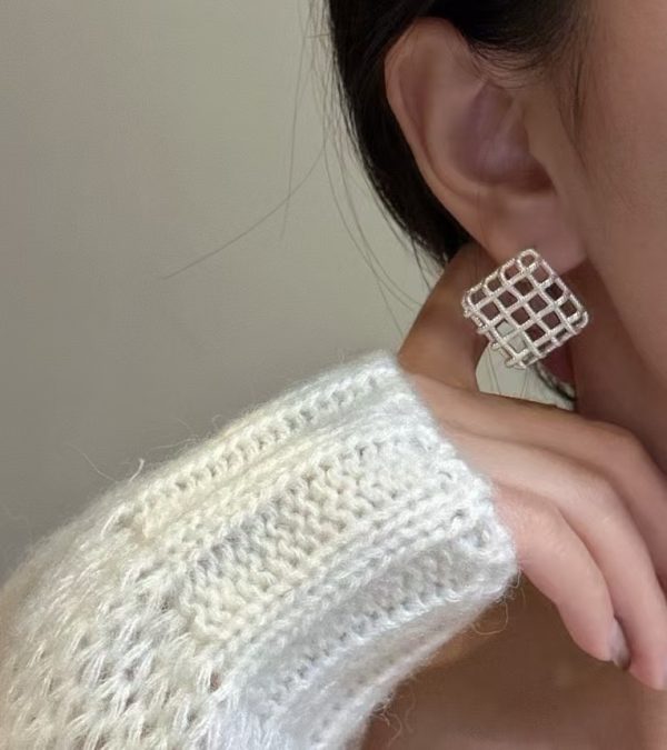 Wholesale 925 Sterling Silver Chunky Mesh Stud Earrings - Image 6