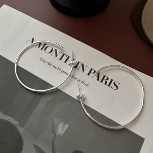 Wholesale 925 Sterling Silver Large Plain Hoop Earrings