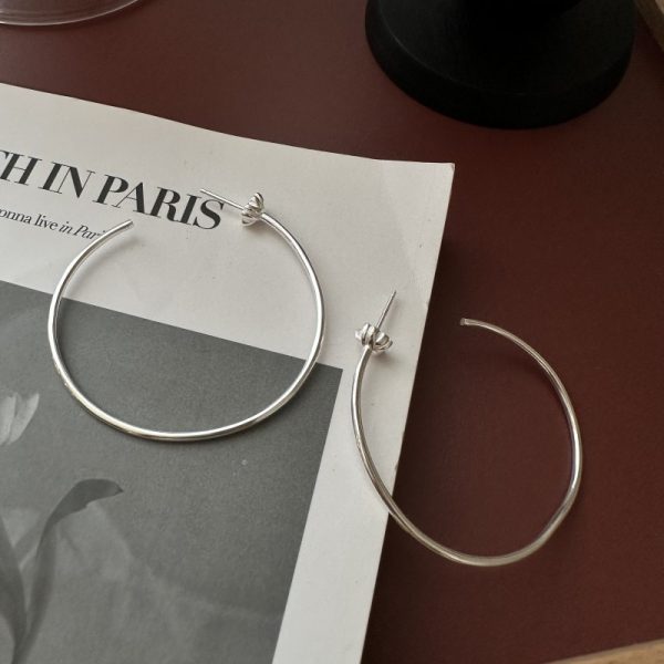Wholesale 925 Sterling Silver Large Plain Hoop Earrings - Image 2