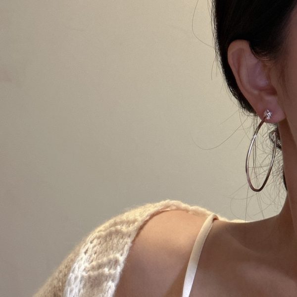 Wholesale 925 Sterling Silver Large Plain Hoop Earrings - Image 5
