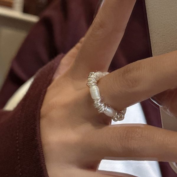 Wholesale 925 Sterling Silver Elastic Pearl Ring - Image 5