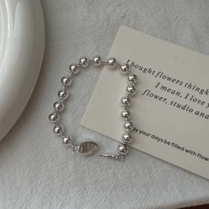 Wholesale 925 Sterling Silver Round Bead Ingot Bracelet