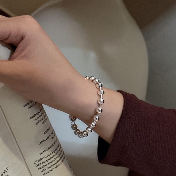 Wholesale 925 Sterling Silver Round Bead Ingot Bracelet - Image 5