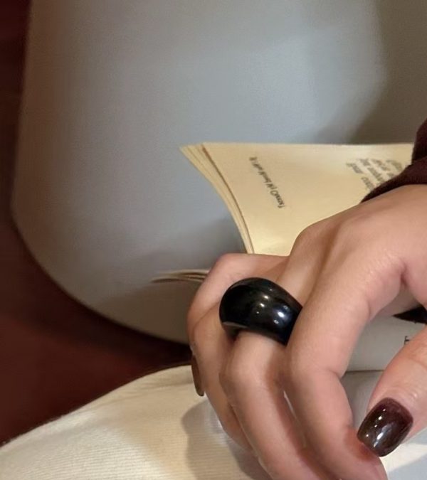 Natural Gemstone Obsidian Ring - Image 6