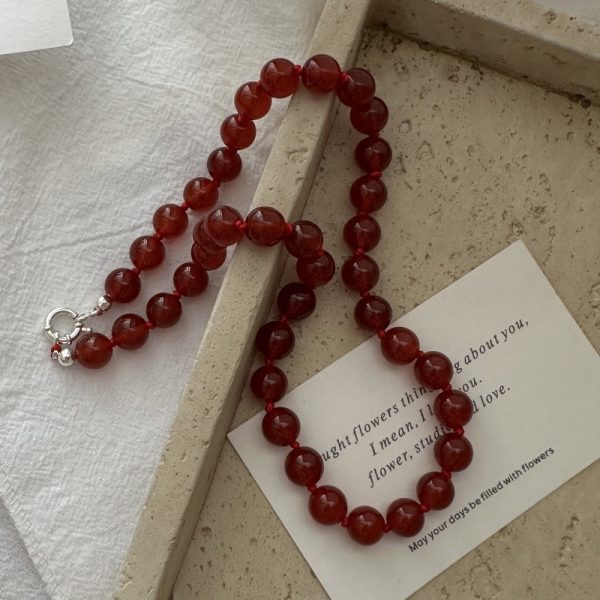Wholesale 925 Sterling Silver Red Agate Bead Necklace - Image 3