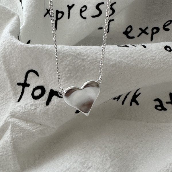 Wholesale 925 Sterling Silver Matte Love Necklace - Image 3