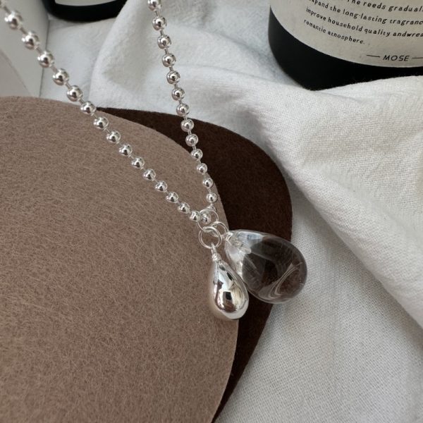 Wholesale 925 Sterling Silver Rock Crystal Quartz Drop Necklace - Image 2