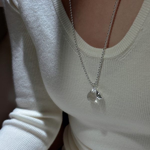 Wholesale 925 Sterling Silver Rock Crystal Quartz Drop Necklace - Image 4