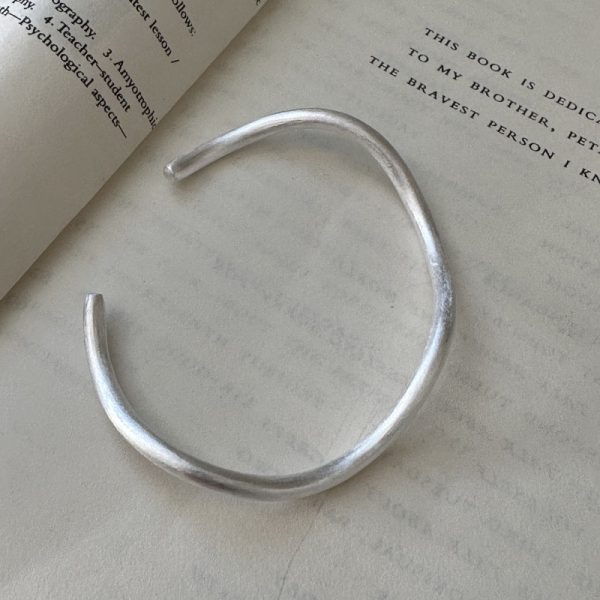 Wholesale 925 Sterling Silver Irregular Brushed Bangle - Image 3