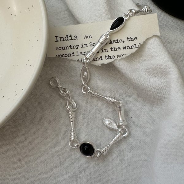 Wholesale 925 Sterling Silver Black Agate Bracelet - Image 2