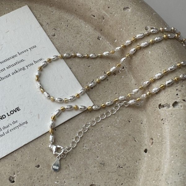 Wholesale 925 Sterling Silver Gold&Silver Bead Necklace - Image 2