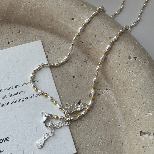 Wholesale 925 Sterling Silver Gold&Silver Bead Necklace - Image 3