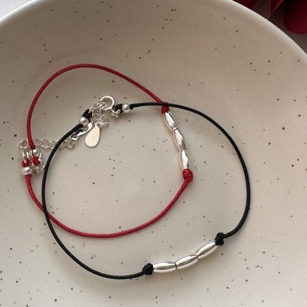 Wholesale 925 Sterling Silver Rice Bead Cord Bracelet