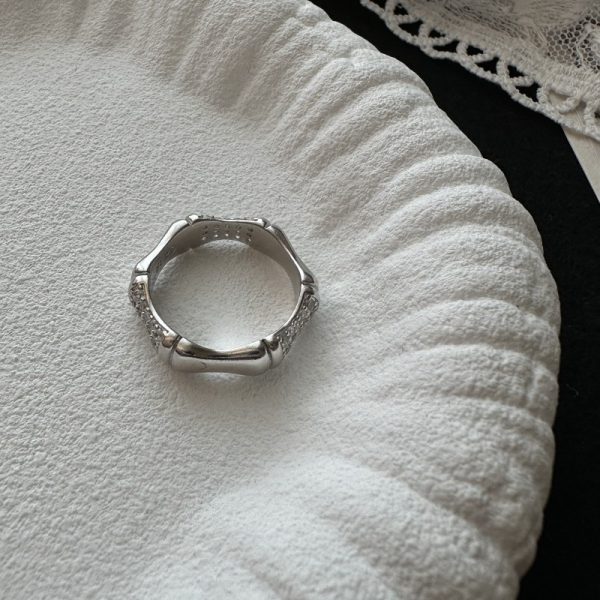 Wholesale 925 Sterling Silver Bamboo Zircon Ring - Image 2