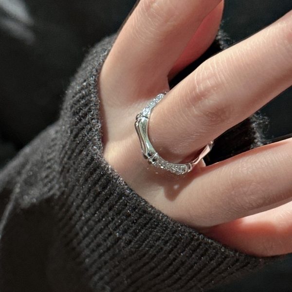 Wholesale 925 Sterling Silver Bamboo Zircon Ring - Image 4