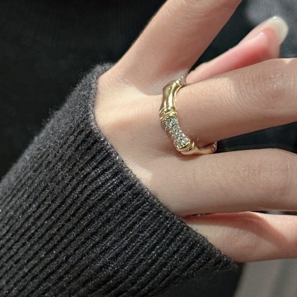 Wholesale 925 Sterling Silver Bamboo Zircon Ring - Image 5