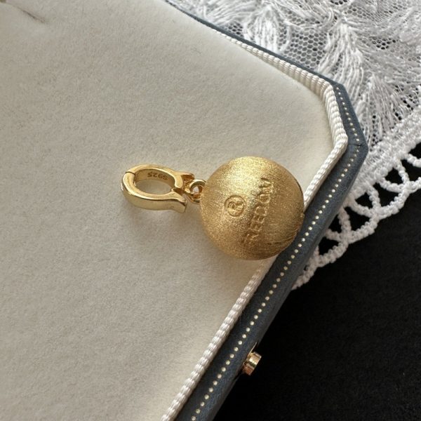 Wholesale 925 Sterling Silver Brushed Ball Zircon Pendant - Image 2