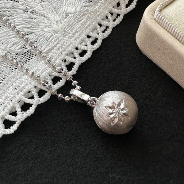 Wholesale 925 Sterling Silver Brushed Ball Zircon Pendant - Image 3