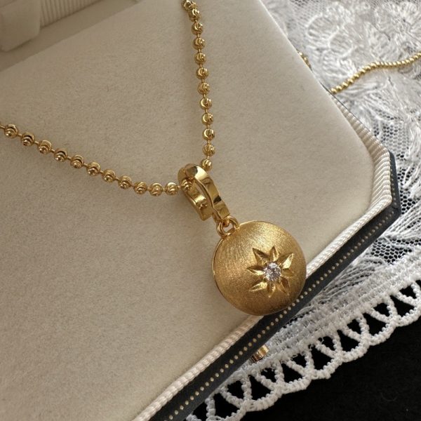 Wholesale 925 Sterling Silver Brushed Ball Zircon Pendant - Image 4