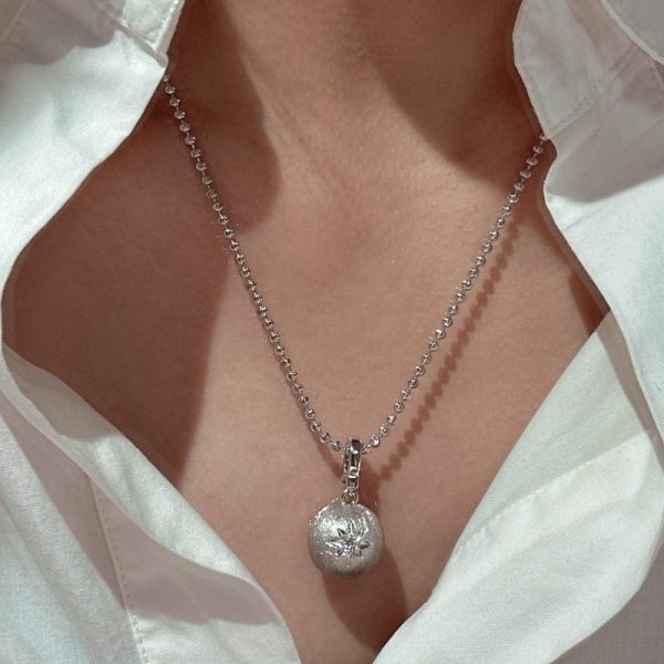 Wholesale 925 Sterling Silver Brushed Ball Zircon Pendant - Image 6