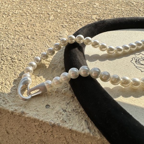 Wholesale 925 Sterling Silver Brushed Button Beaded Necklace - Image 3