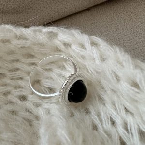 Wholesale 925 Sterling Silver Black Agate Ring