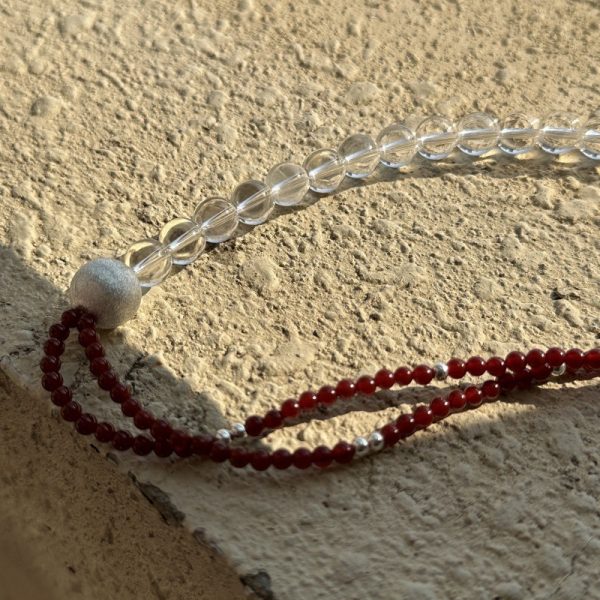 Wholesale 925 Sterling Silver White Crystal Red Agate Necklace - Image 2
