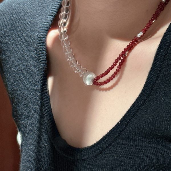 Wholesale 925 Sterling Silver White Crystal Red Agate Necklace - Image 5