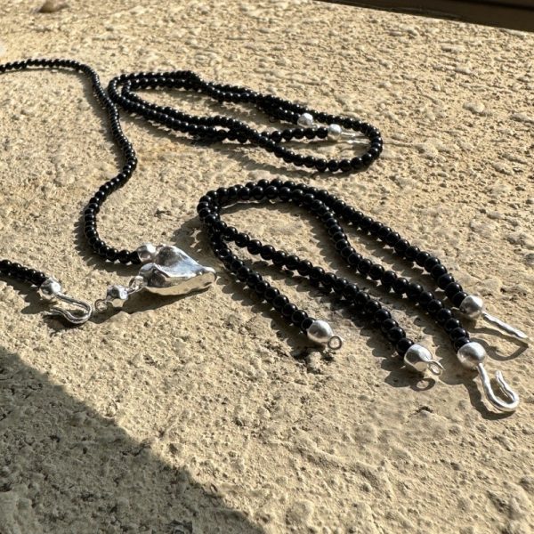 Wholesale 925 Sterling Silver Black Agate Necklace & Bracelet