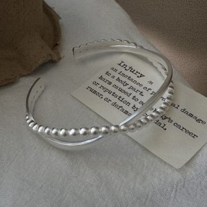 Wholesale 925 Sterling Silver Cross Bead Bangle