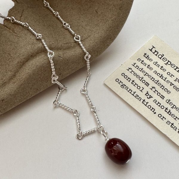 Wholesale 925 Sterling Silver Red Stone Necklace - Image 3