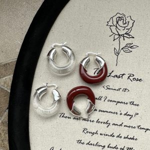 Wholesale 925 Sterling Silver Resin U-shaped eEarrings