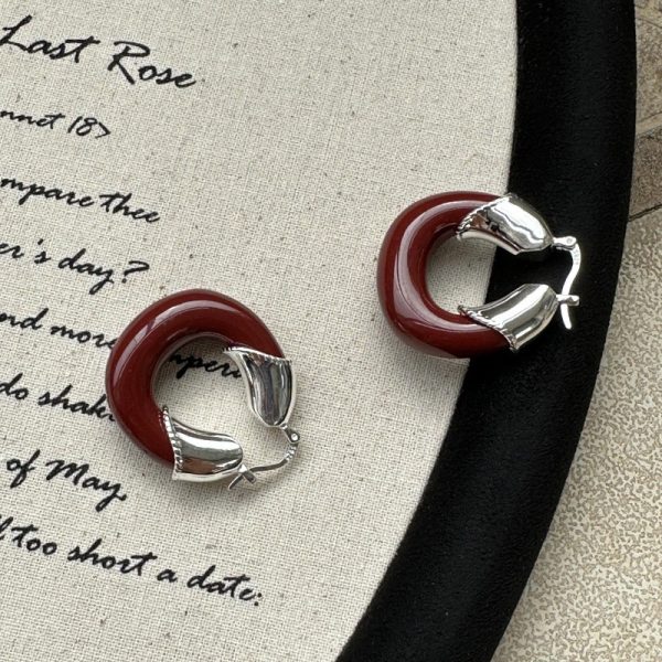 Wholesale 925 Sterling Silver Resin U-shaped eEarrings - Image 2