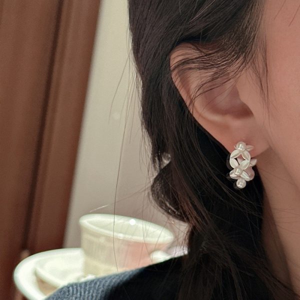 Wholesale 925 Sterling Silver Pearl Leaf Earrings - Image 6