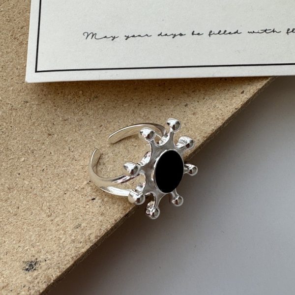 Wholesale 925 Sterling Silver Ferris Wheel Black Agate Ring - Image 3