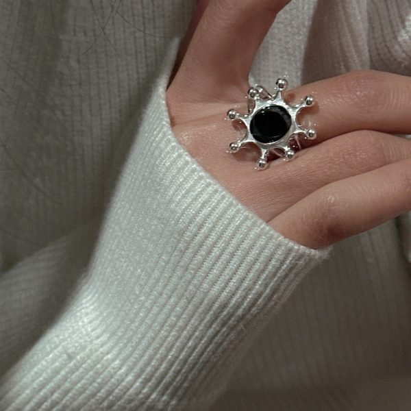 Wholesale 925 Sterling Silver Ferris Wheel Black Agate Ring - Image 5