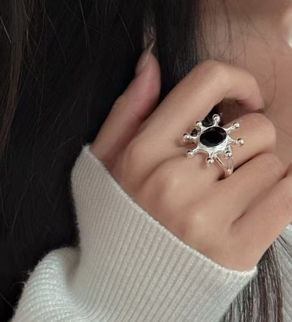 Wholesale 925 Sterling Silver Ferris Wheel Black Agate Ring - Image 6