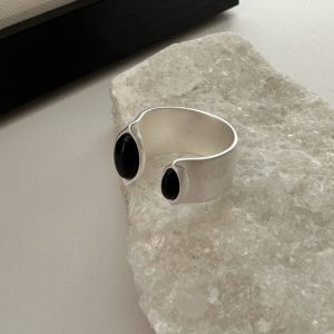 Wholesale 925 Sterling Silver Black Agate Ring