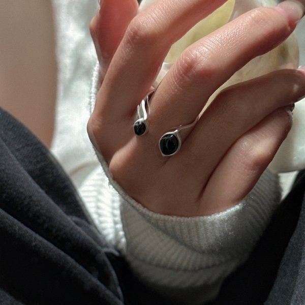 Wholesale 925 Sterling Silver Black Agate Ring - Image 5