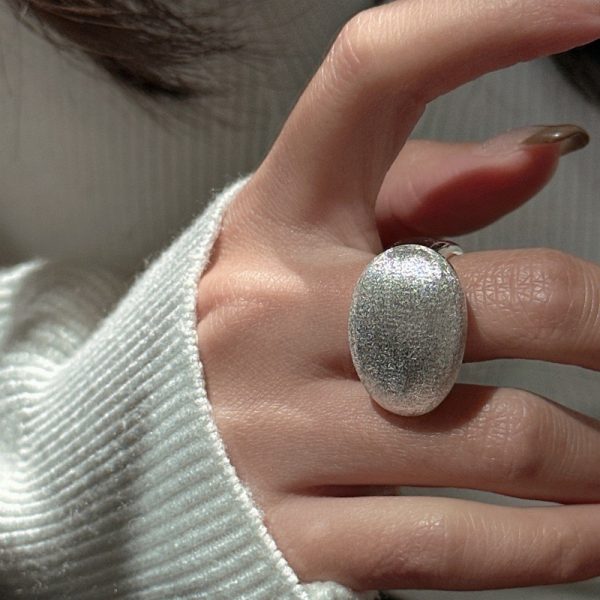 Wholesale 925 Sterling Silver Brushed Oval Ring - Image 4